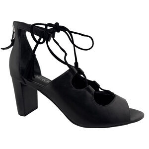 Lauren Ralph Lauren Hasel Womens‎ Lace Up Black Leather Heels Sz 6.5 B NWB